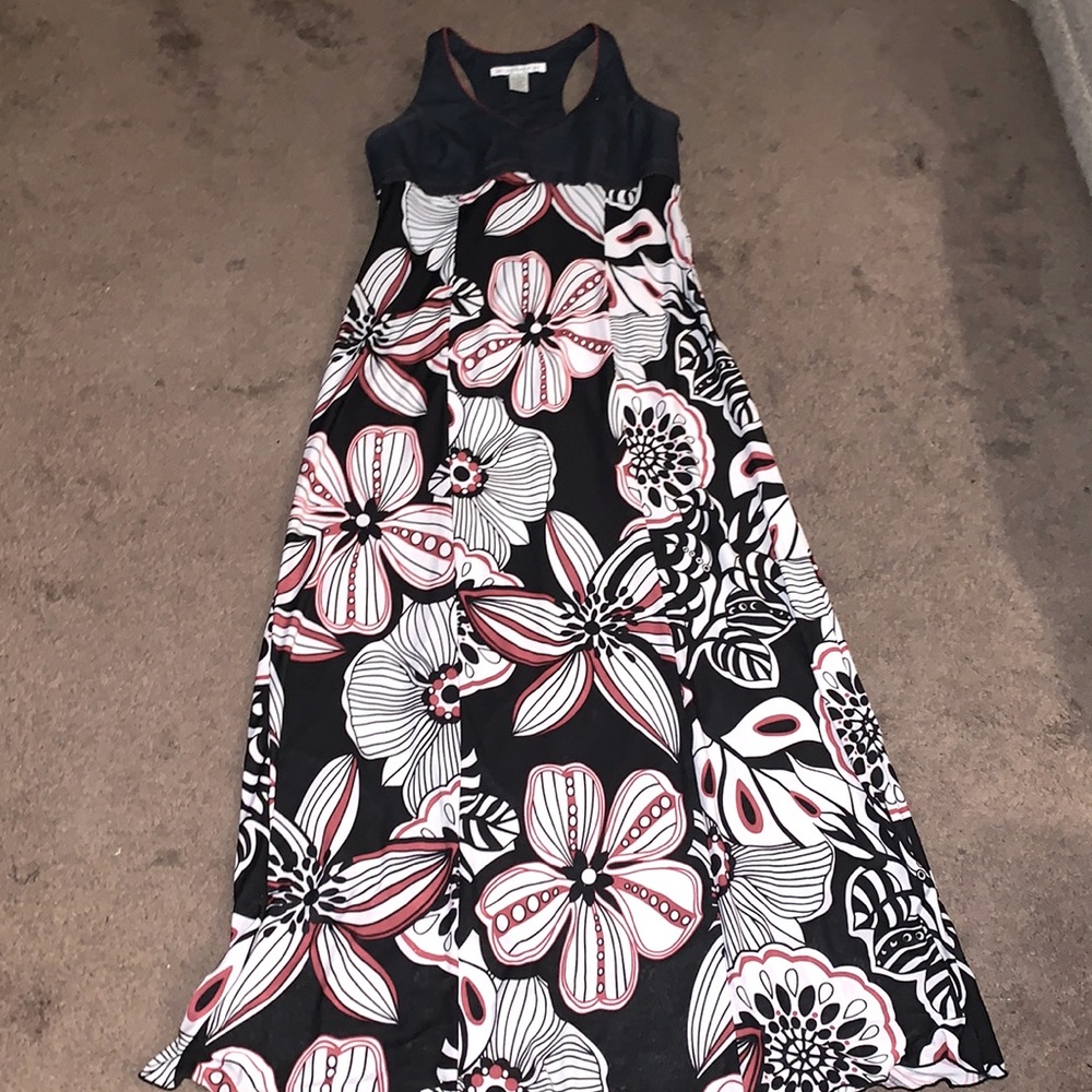 Denim print maxi dress